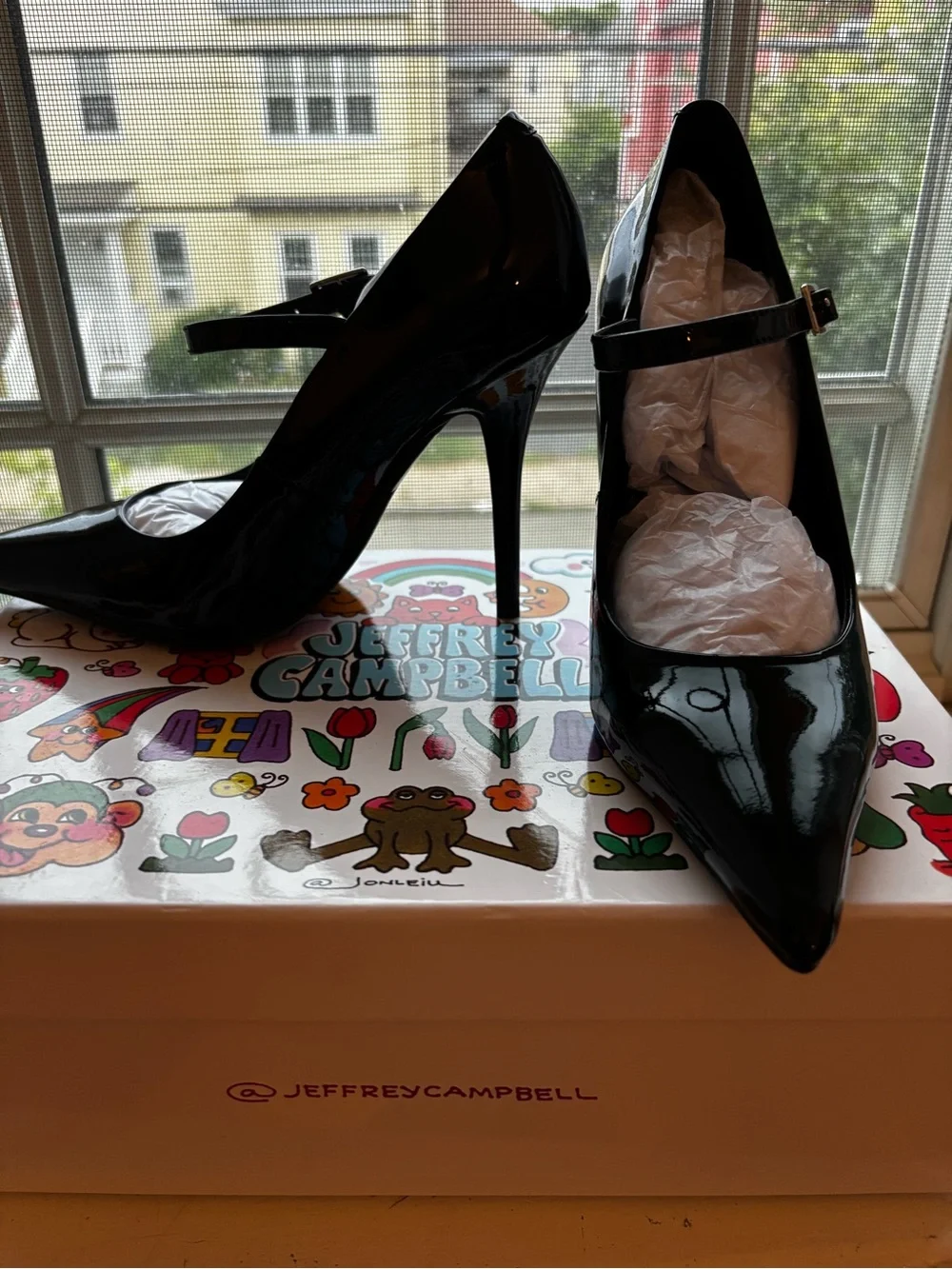 Jeffrey Campbell Black Patent Mary Jane Stiletto Pumps size 5